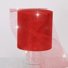 Rotoli Tulle  Glitterati 12,5 cm rosso