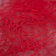 Rete in Fili di Cotone Intrecciato a Fascia Larga - Paradise rosso texture