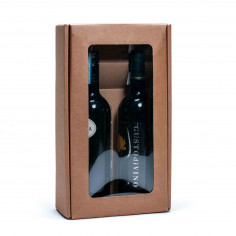 Scatola Porta Bottiglie di Vino con Finestra Avana - Cantinetta due bottiglie chiusa