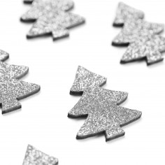 Sticker in Legno Albero argento con Glitter da vicino
