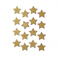Sticker in Legno Stella oro con Glitter