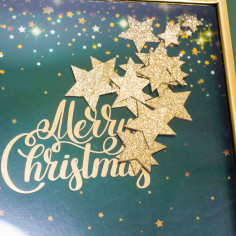 Scatola in Cartone Rigido Quadrata Verde con Finestra Merry Christmas Oro scritta