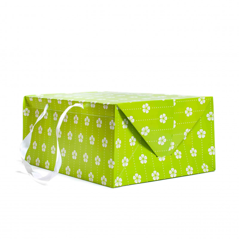 Bag Box in Carta Resistente Rettangolare - Fiori verde