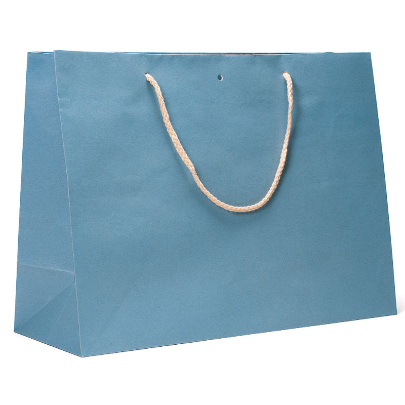Borse in Carta con Maniglia in Cordoncino Grandi - Colori Pastello azzurro