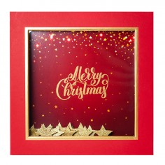 Scatola Rigida Quadrata con Finestra Merry Christmas - Rosso di fronte