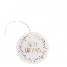 Etichette in Velluto con Cordino in Raso - Merry Christmas 6pz bianco