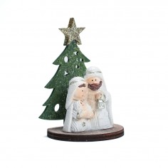 Statuetta Natività con Albero di Natale girato