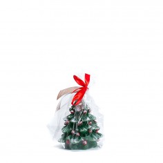Candela Albero di Natale Verde con Bacche piccola confezionata