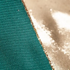 Nastro Bifacciale in Tessuto e Lamè Oro con Bordo Animato verde texture