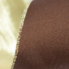 Nastro Bifacciale in Tessuto e Lamè Oro con Bordo Animato marrone texture
