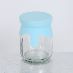 Vasetti vetro con tappo in silicone azzurro