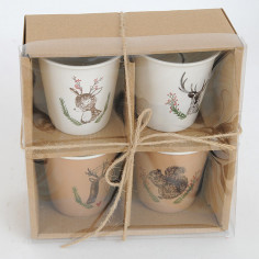 Box con 4 Mug in ceramica dipinte -frontale