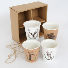 Box con 4 Mug in ceramica dipinte